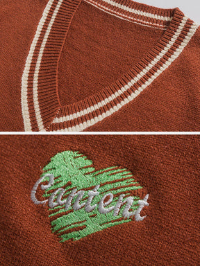 Eprezzy® - Heart Embroidered Sweater Vest Streetwear Fashion - eprezzy.com