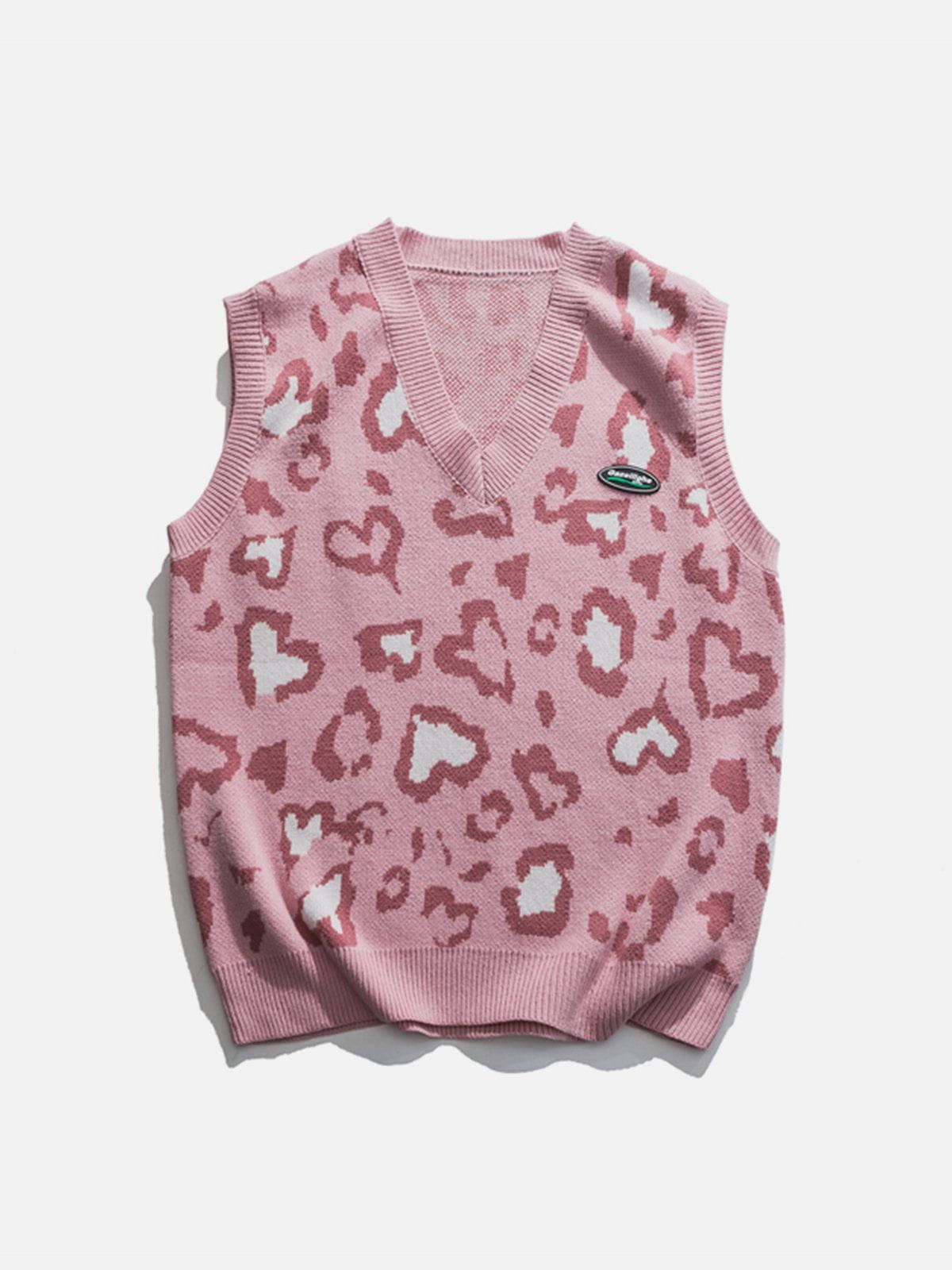 Eprezzy® - Heart Leopard Sweater Vest Streetwear Fashion - eprezzy.com