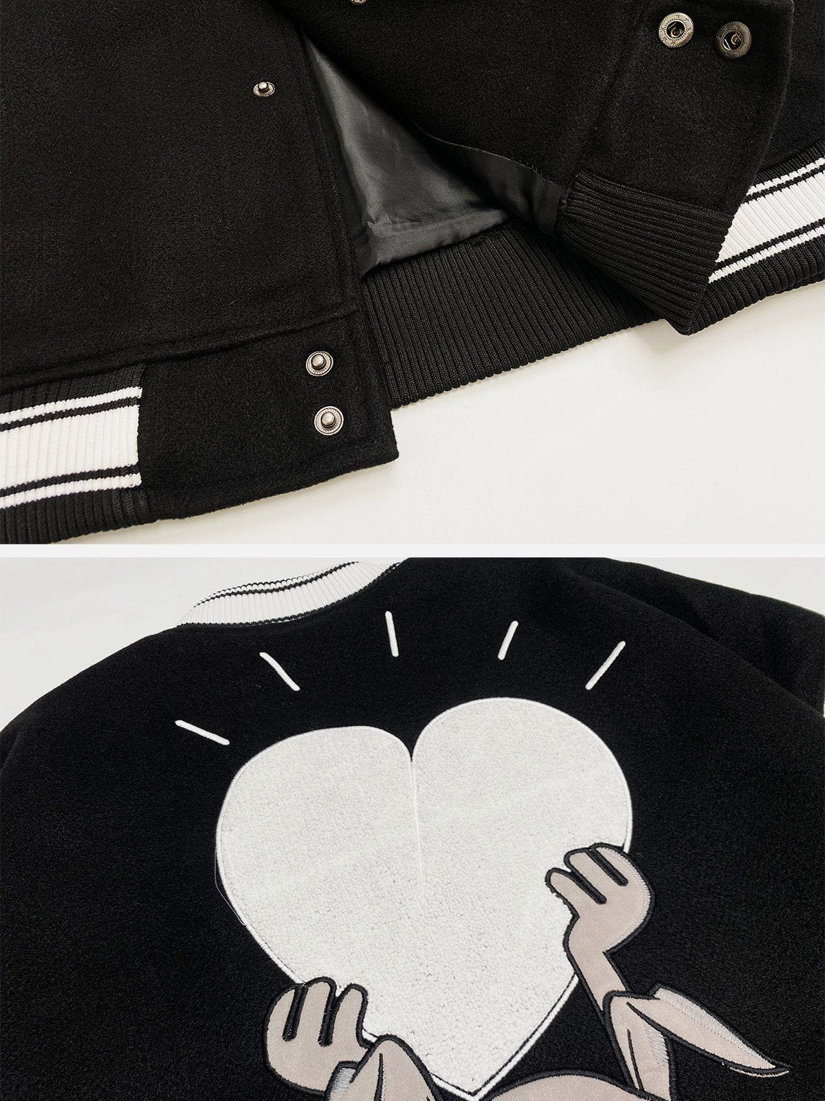 Eprezzy® - Heart Rabbit Embroidered Jacket Streetwear Fashion - eprezzy.com