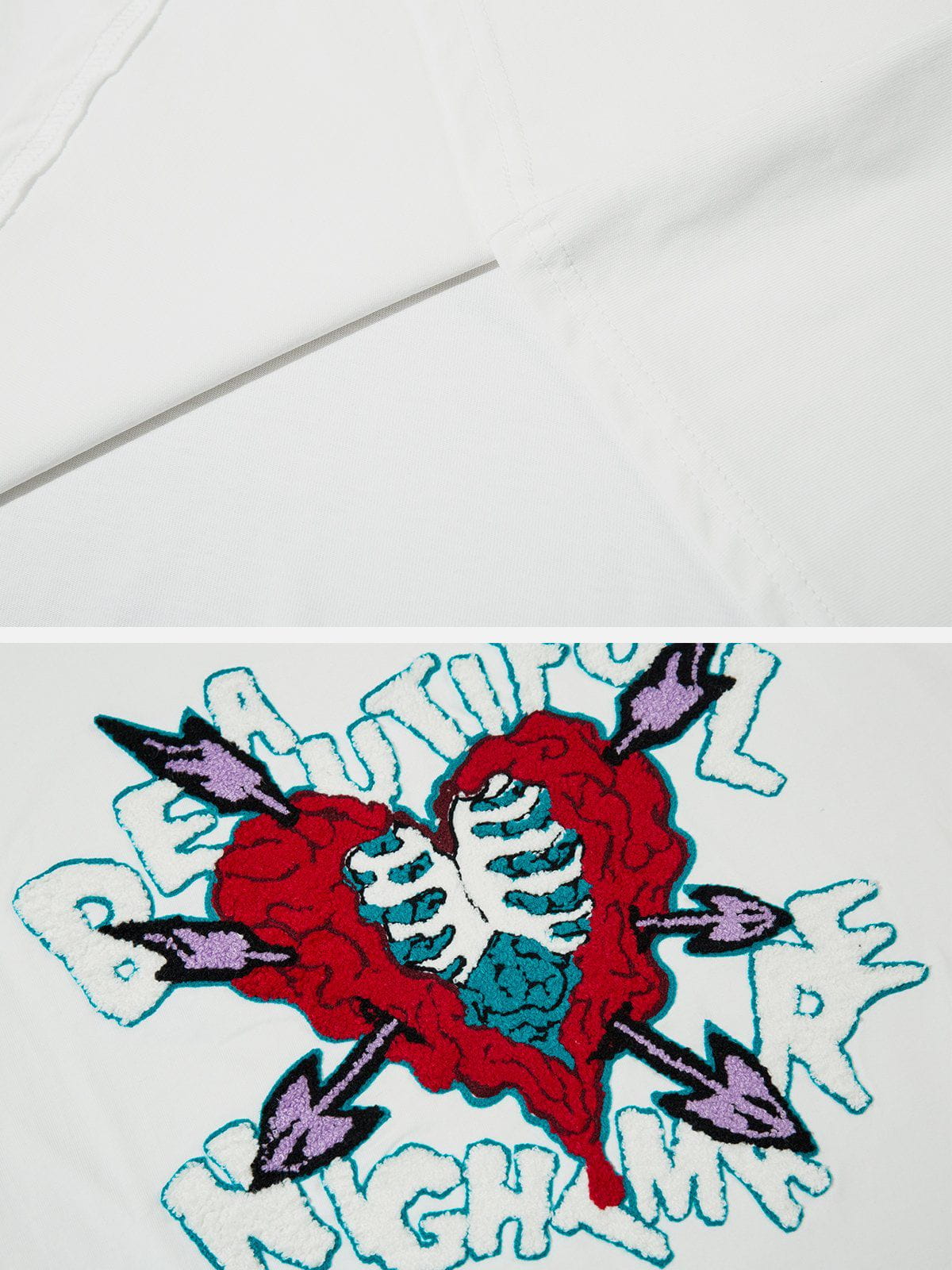 Eprezzy® - Heart-shaped Embroidery  Print Tee Streetwear Fashion - eprezzy.com