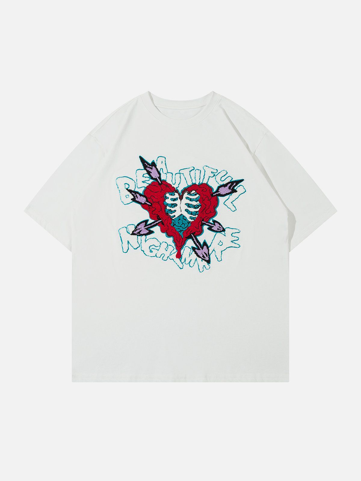 Eprezzy® - Heart-shaped Embroidery  Print Tee Streetwear Fashion - eprezzy.com