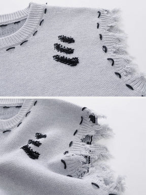 Eprezzy® - Hole Raw Edge Sweater Vest Streetwear Fashion - eprezzy.com