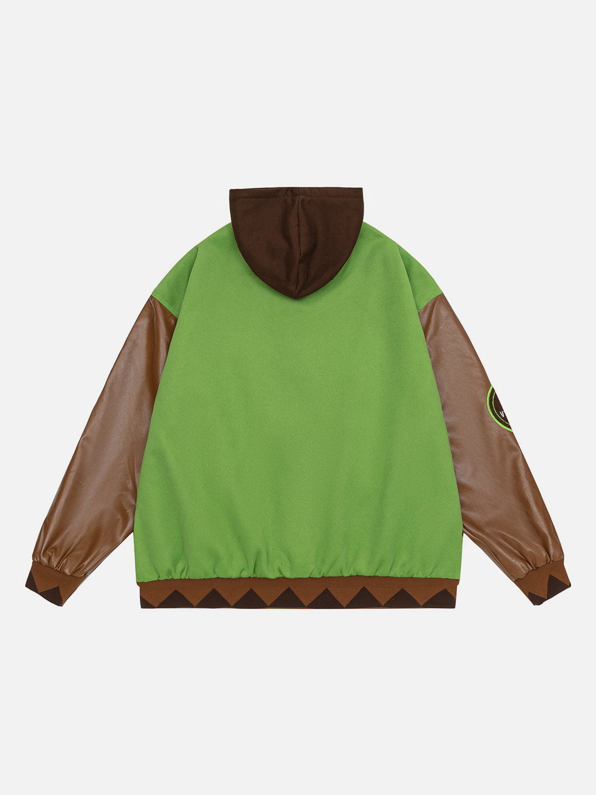 Eprezzy® - Hooded PU Splicing Varsity Jacket Streetwear Fashion - eprezzy.com