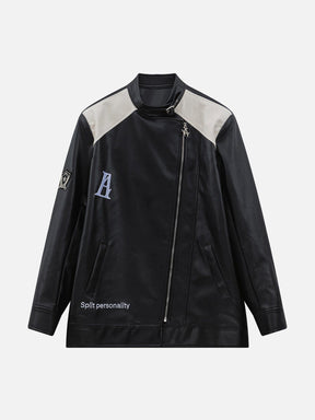 Eprezzy® - Inclined Zipper PU Jacket Streetwear Fashion - eprezzy.com