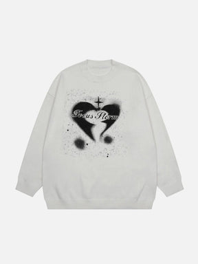 Eprezzy® - Inkjet Heart Print Sweater Streetwear Fashion - eprezzy.com