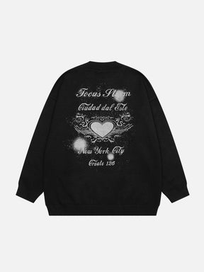 Eprezzy® - Inkjet Heart Print Sweater Streetwear Fashion - eprezzy.com