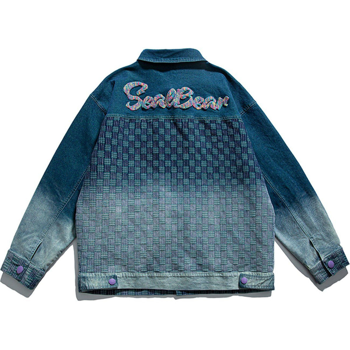 Eprezzy® - Labeled Gradient Denim Jacket Streetwear Fashion - eprezzy.com