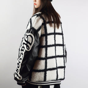 Eprezzy® - Large Check Embroidery Winter Coat Streetwear Fashion - eprezzy.com