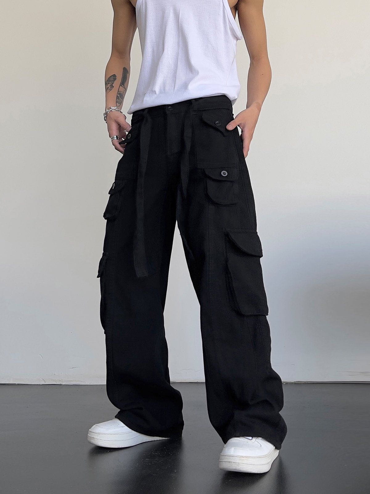 Eprezzy® - Large Pocket Webbing Cargo Pants Streetwear Fashion - eprezzy.com