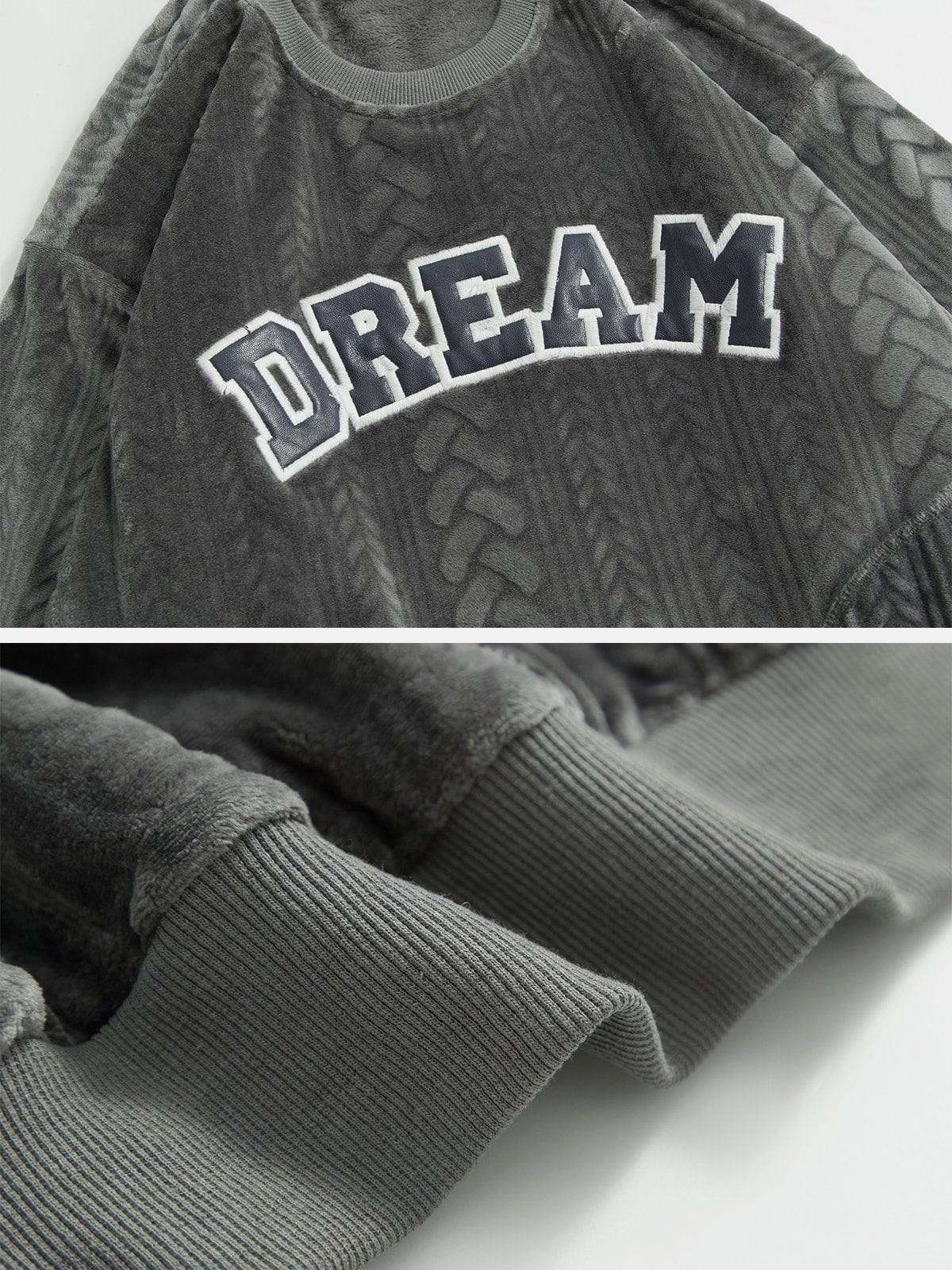 Eprezzy® - Leather Patch Embroidered Sweatshirt Streetwear Fashion - eprezzy.com