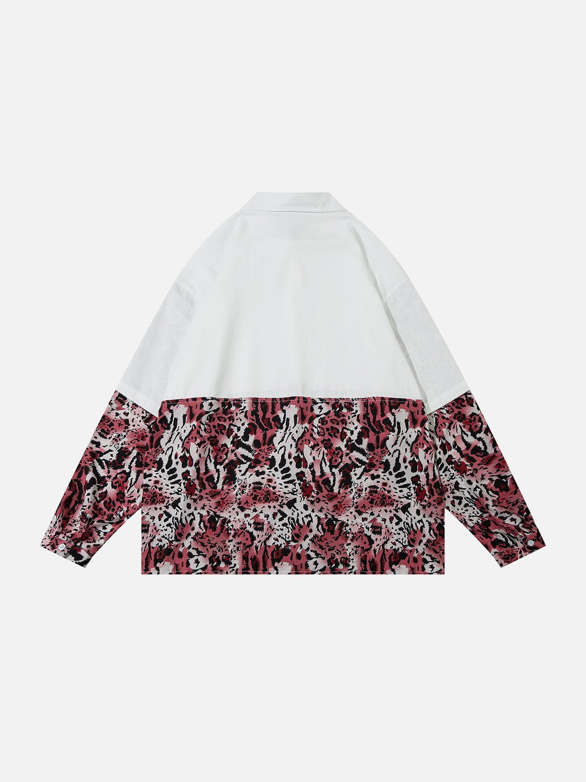 Eprezzy® - Leopard Print Paneled Long Sleeve Shirt Streetwear Fashion - eprezzy.com