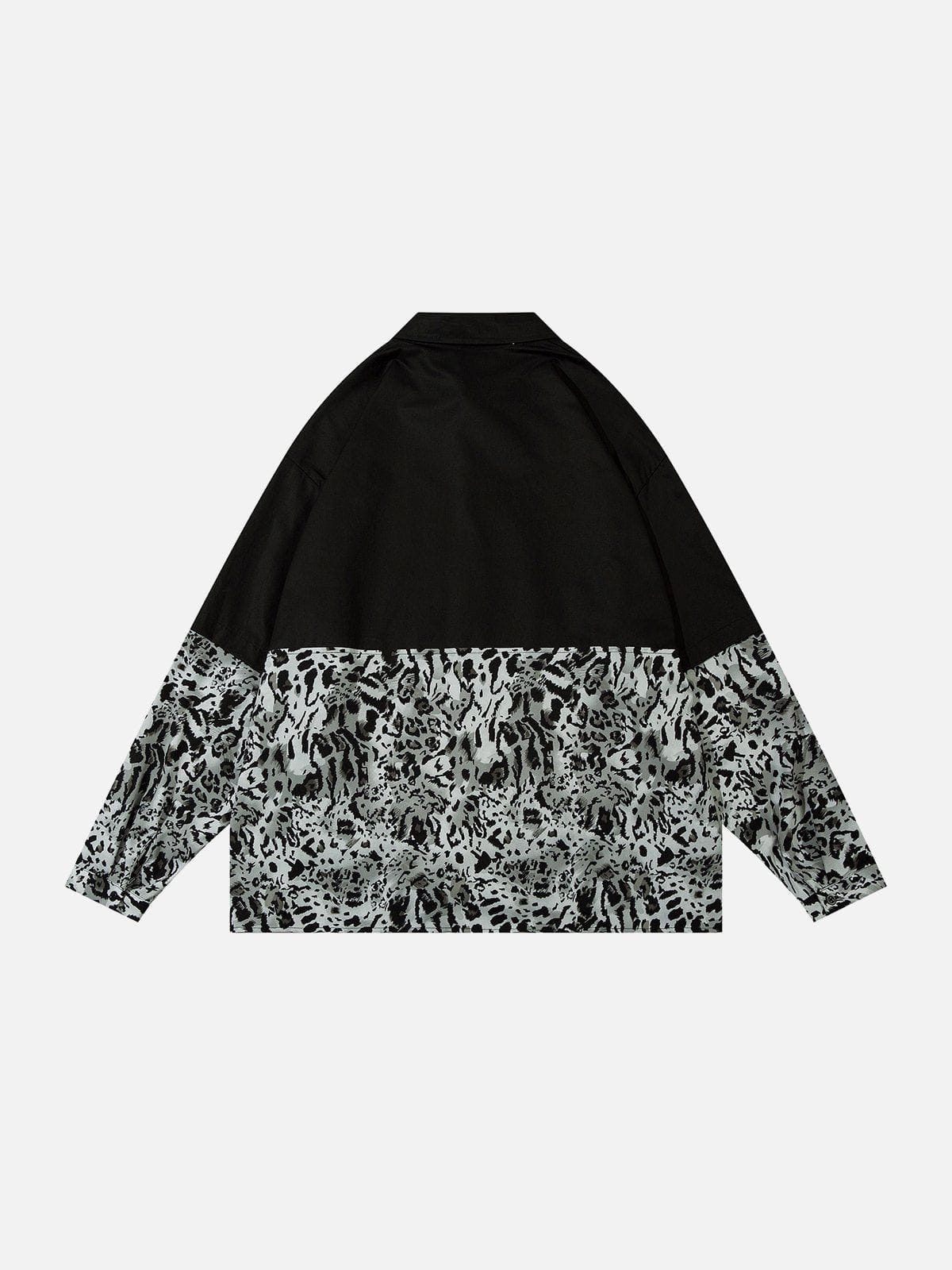 Eprezzy® - Leopard Print Paneled Long Sleeve Shirt Streetwear Fashion - eprezzy.com