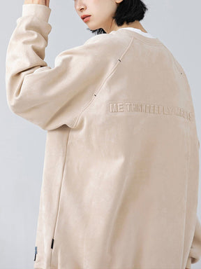Eprezzy® - Letter Embossed Suede Sweatshirt Streetwear Fashion - eprezzy.com