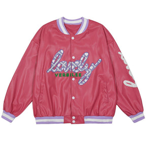 Eprezzy® - Letter Embroidered Love Plaid Varsity Jacket Streetwear Fashion - eprezzy.com