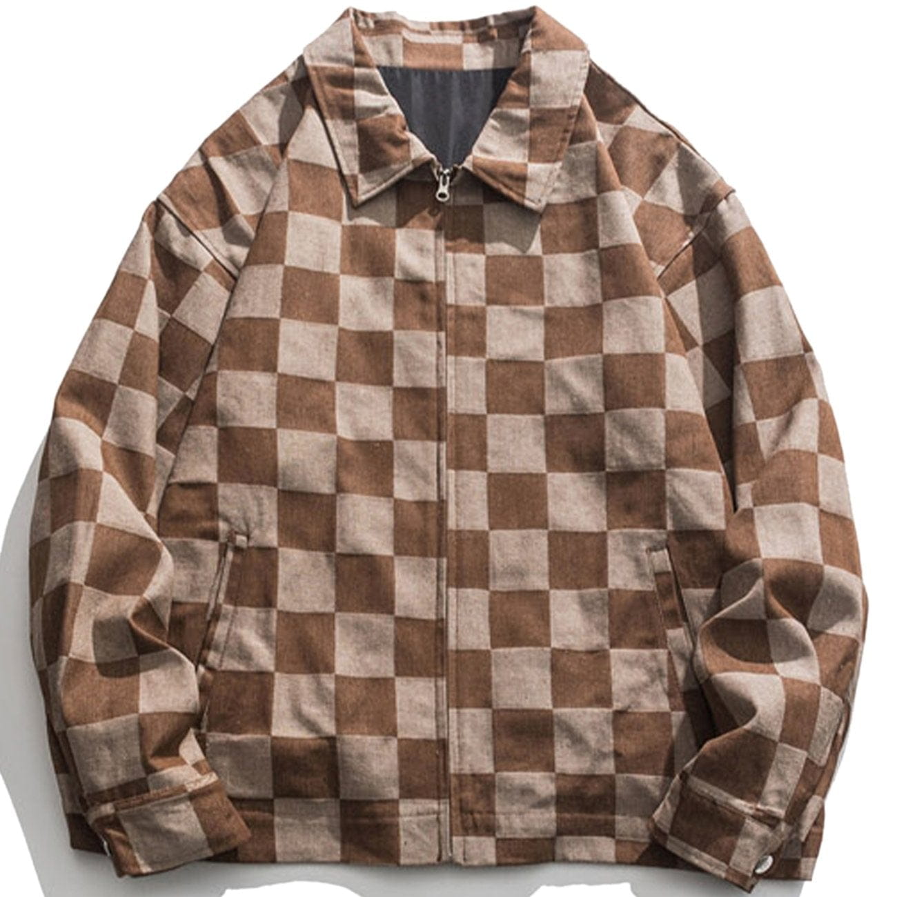 Eprezzy® - Letter Embroidery Checkerboard Jacket Streetwear Fashion - eprezzy.com