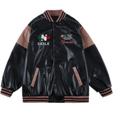 Eprezzy® - Letter Flock Leather Stitching Jacket Streetwear Fashion - eprezzy.com