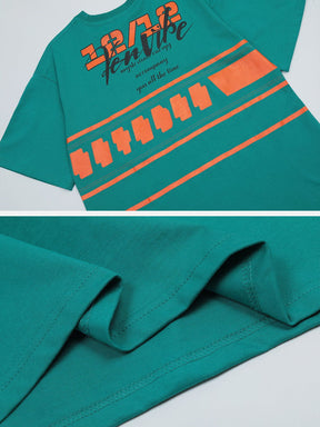 Eprezzy® - Letter Stripe Contrast Print Tee Streetwear Fashion - eprezzy.com