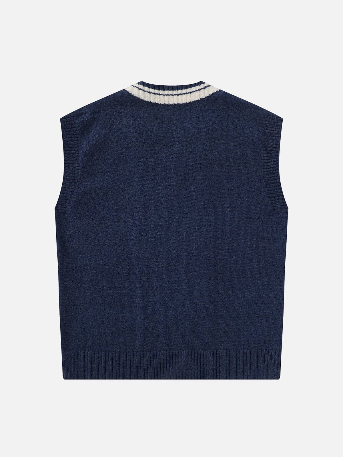 Eprezzy® - Lettered Star Embroidery Sweater Vest Streetwear Fashion - eprezzy.com