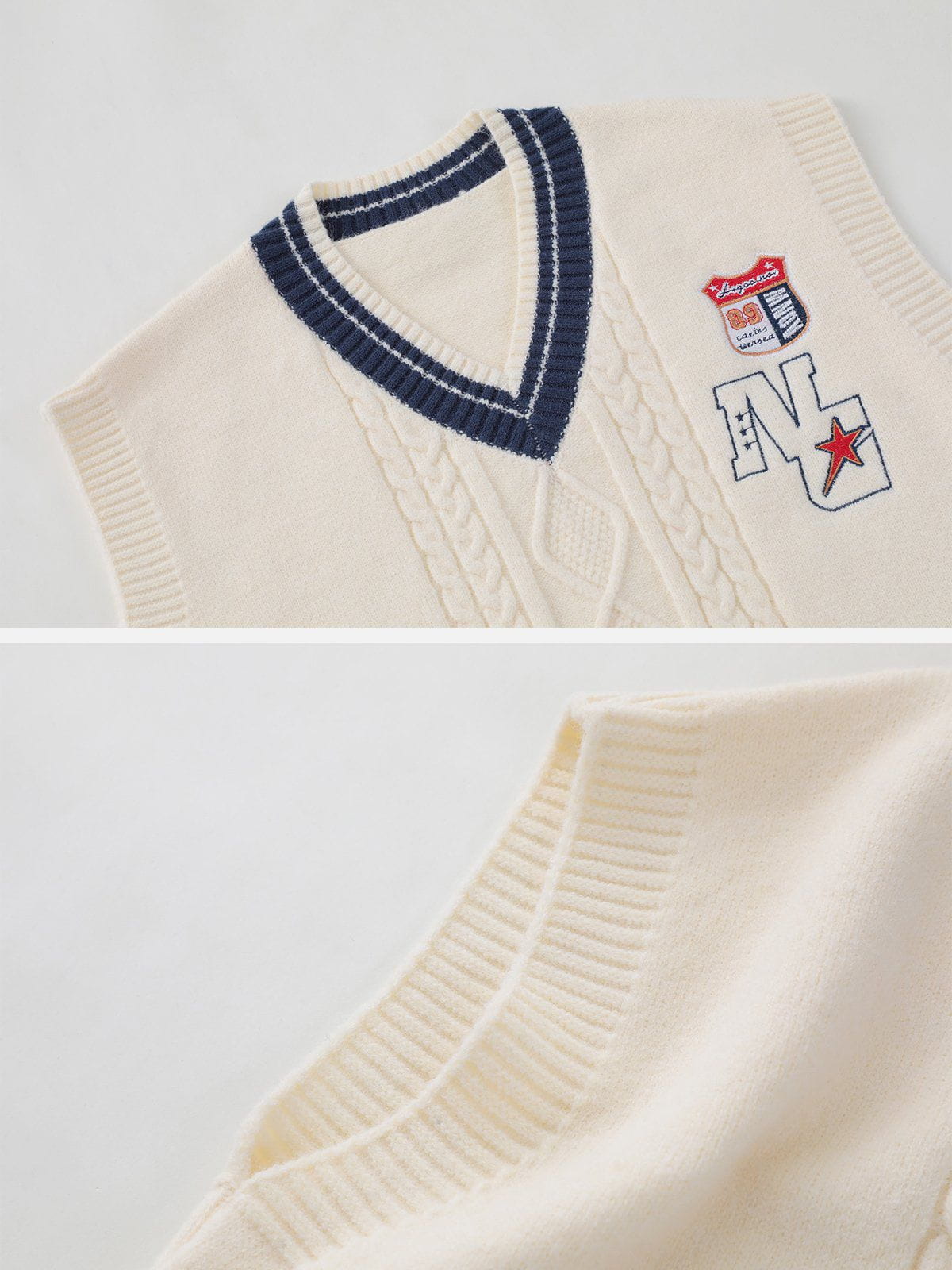 Eprezzy® - Lettered Star Embroidery Sweater Vest Streetwear Fashion - eprezzy.com