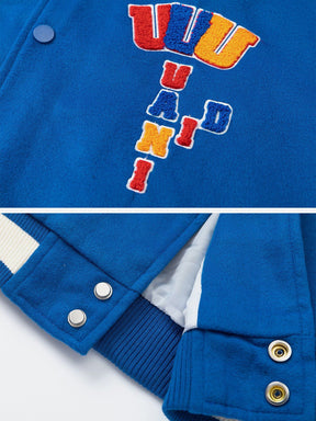 Eprezzy® - Letters Flocking Print Varsity Jacket Streetwear Fashion - eprezzy.com