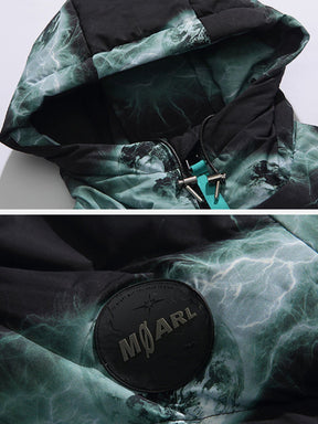 Eprezzy® - Lightning Print Hooded Down Coat Streetwear Fashion - eprezzy.com
