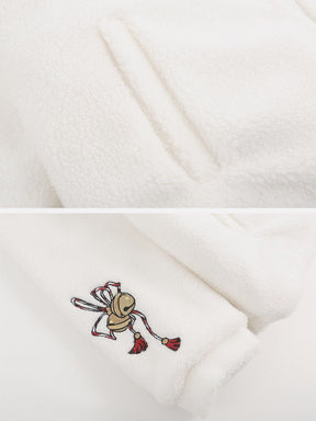 Eprezzy® - Lion Embroidery Sherpa Winter Coat Streetwear Fashion - eprezzy.com