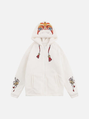Eprezzy® - Lion Embroidery Sherpa Winter Coat Streetwear Fashion - eprezzy.com