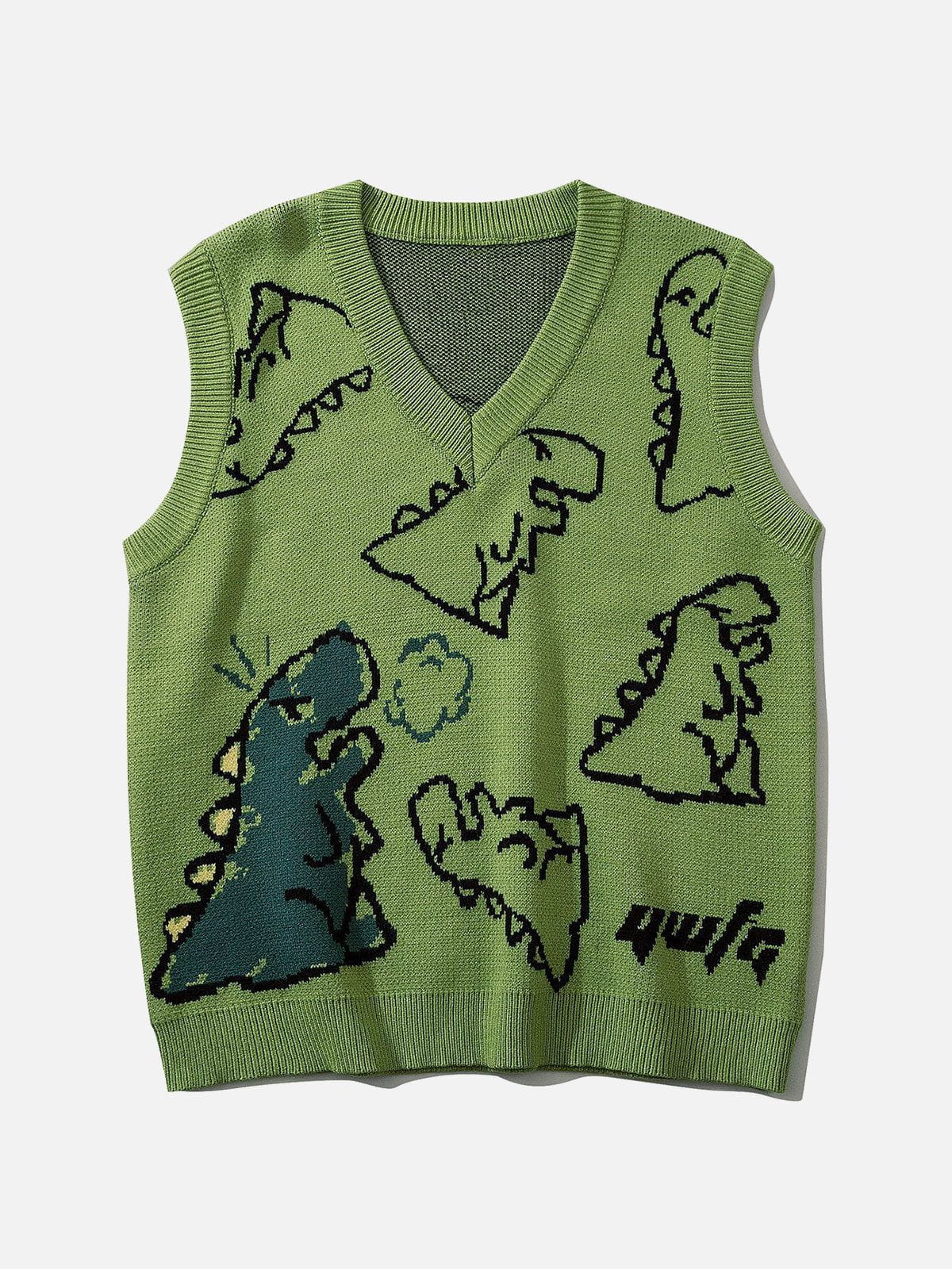 Eprezzy® - Little Dinosaur Graphic Sweater Vest Streetwear Fashion - eprezzy.com