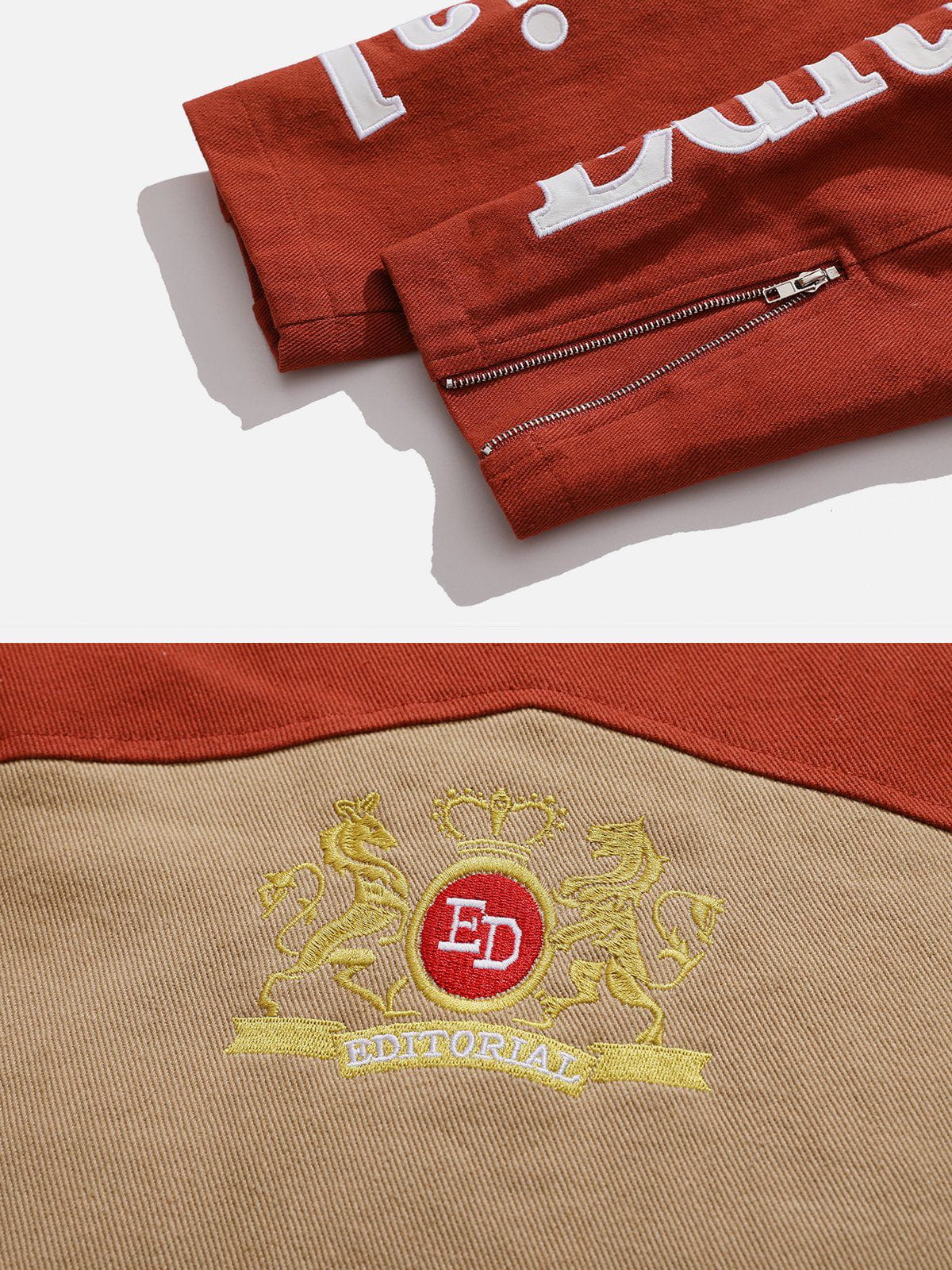 Eprezzy® - Locomotive Letter Embroidery Jacket Streetwear Fashion - eprezzy.com