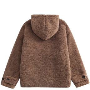Eprezzy® - Love Button Hood Sherpa Winter Coat Streetwear Fashion - eprezzy.com