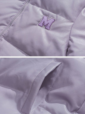 Eprezzy® - M Patch Embroidery Solid Leather Jacket Streetwear Fashion - eprezzy.com