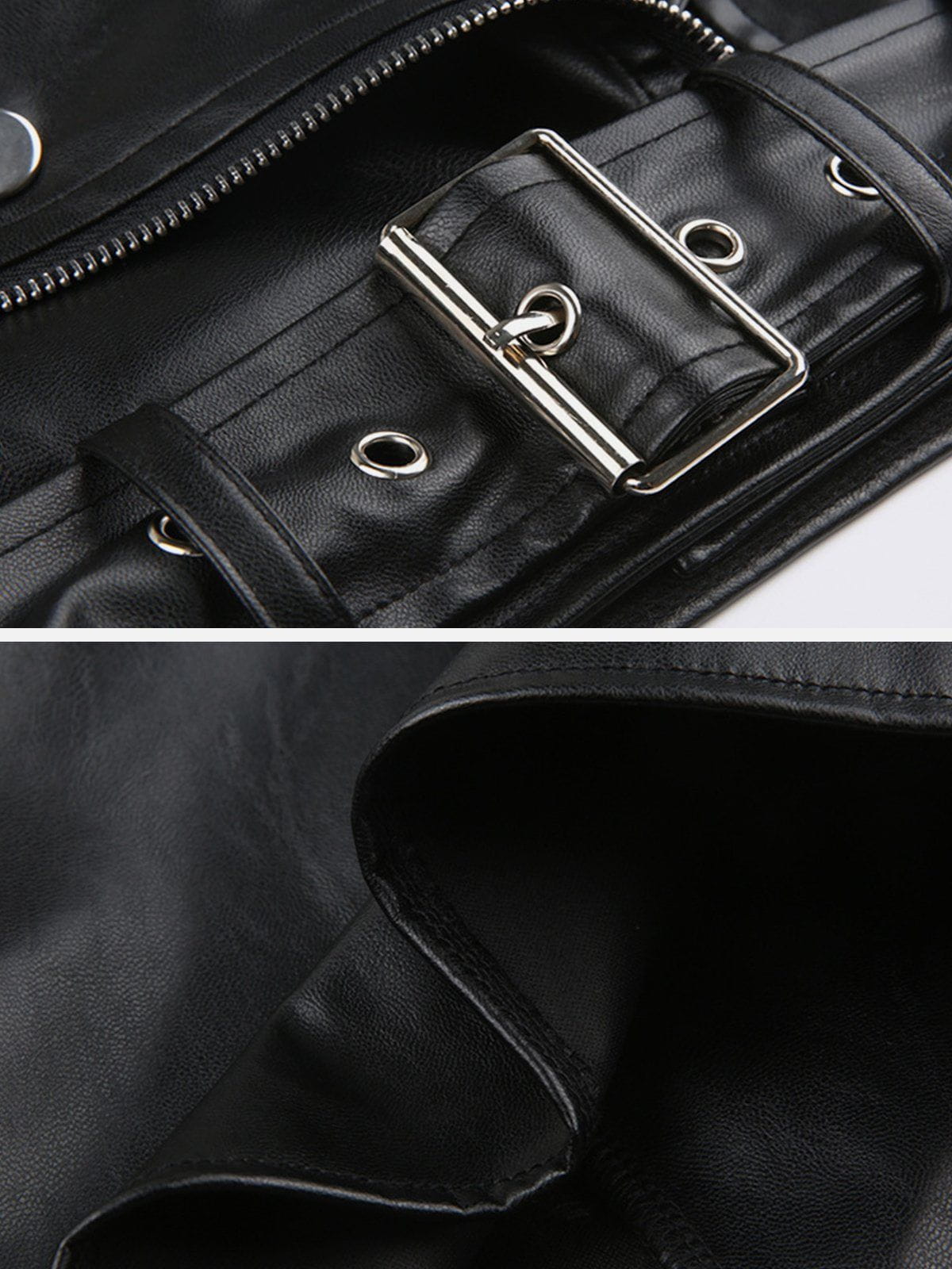 Eprezzy® - Metal Buckle Zipper Leather Racing Jacket Streetwear Fashion - eprezzy.com