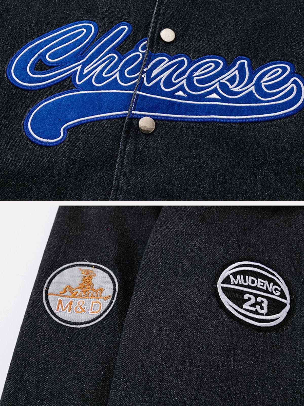 Eprezzy® - Monogram Panel Denim Jacket Streetwear Fashion - eprezzy.com
