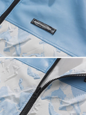 Eprezzy® - Mountain Texture Pattern Panel Leather Jacket Streetwear Fashion - eprezzy.com