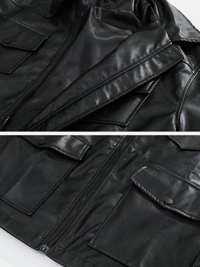 Eprezzy® - Multi Pocket PU Jacket Streetwear Fashion - eprezzy.com