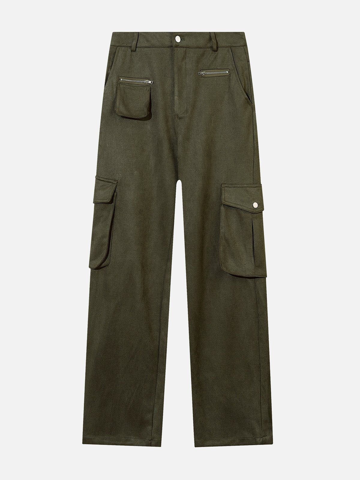 Eprezzy® - Multi-Pocket Suede Pants Streetwear Fashion - eprezzy.com