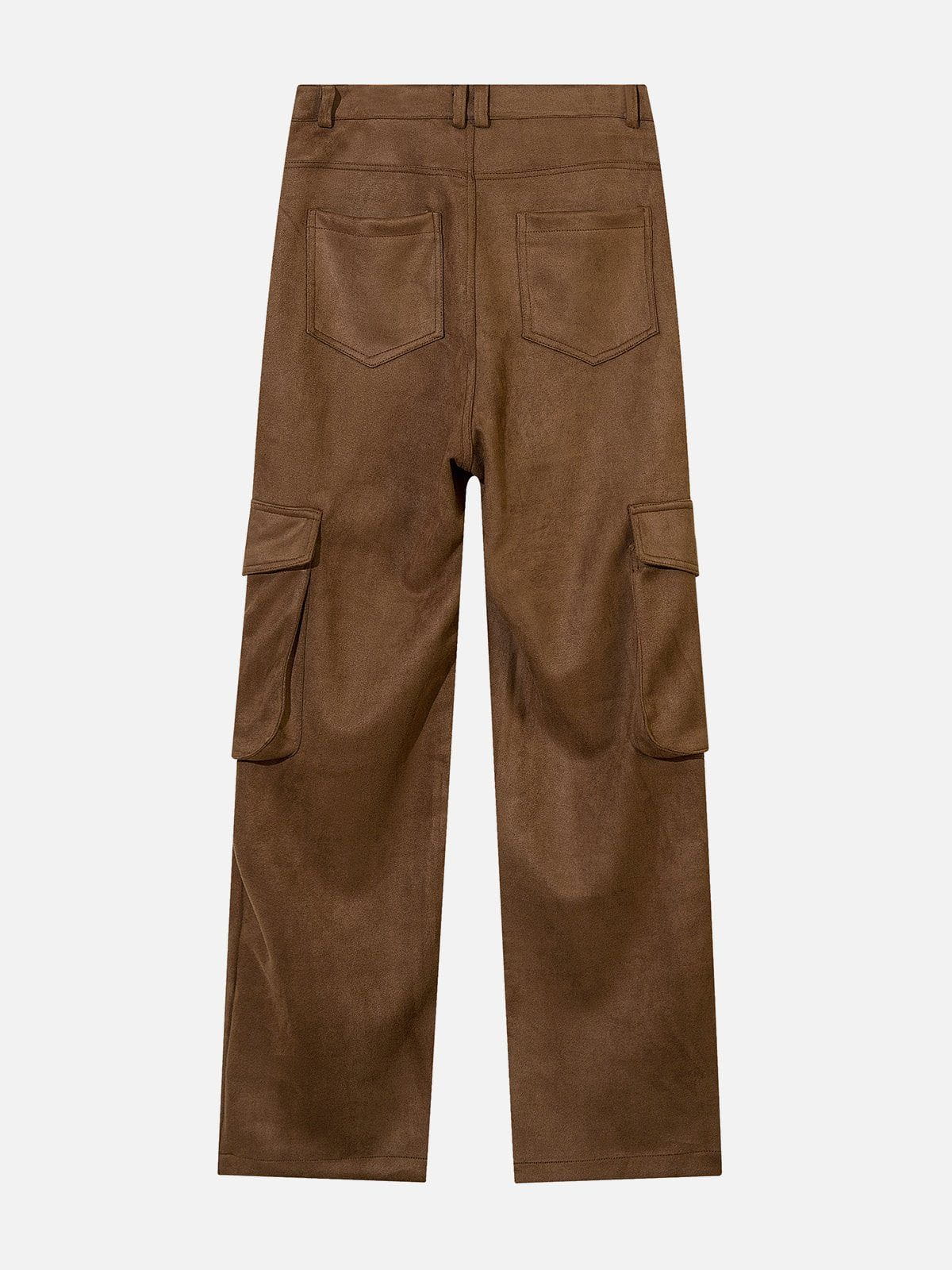 Eprezzy® - Multi-Pocket Suede Pants Streetwear Fashion - eprezzy.com