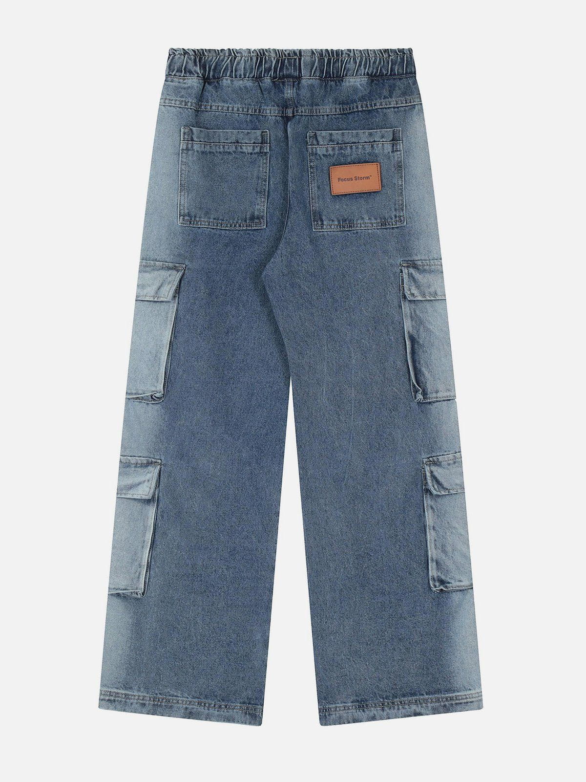 Eprezzy® - Multi-Pocket Washed Jeans Streetwear Fashion - eprezzy.com