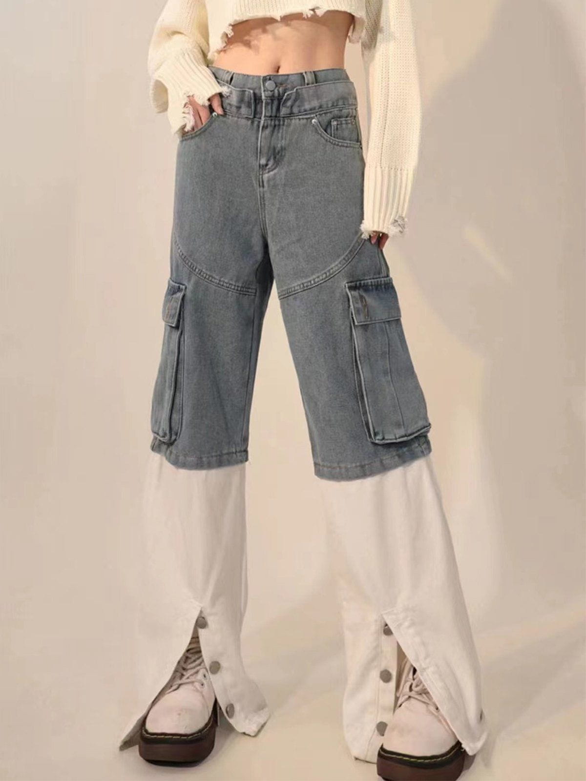 Eprezzy® - Multi-pocket Patchwork Jeans Streetwear Fashion - eprezzy.com