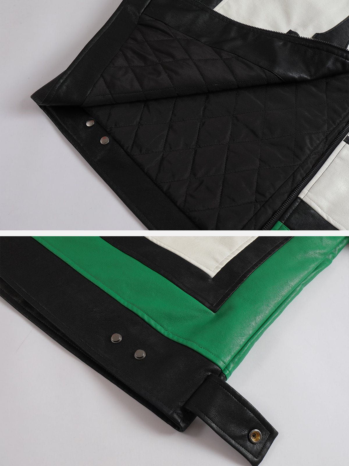 Eprezzy® - Multicolor Patchwork Leather Jacket Streetwear Fashion - eprezzy.com