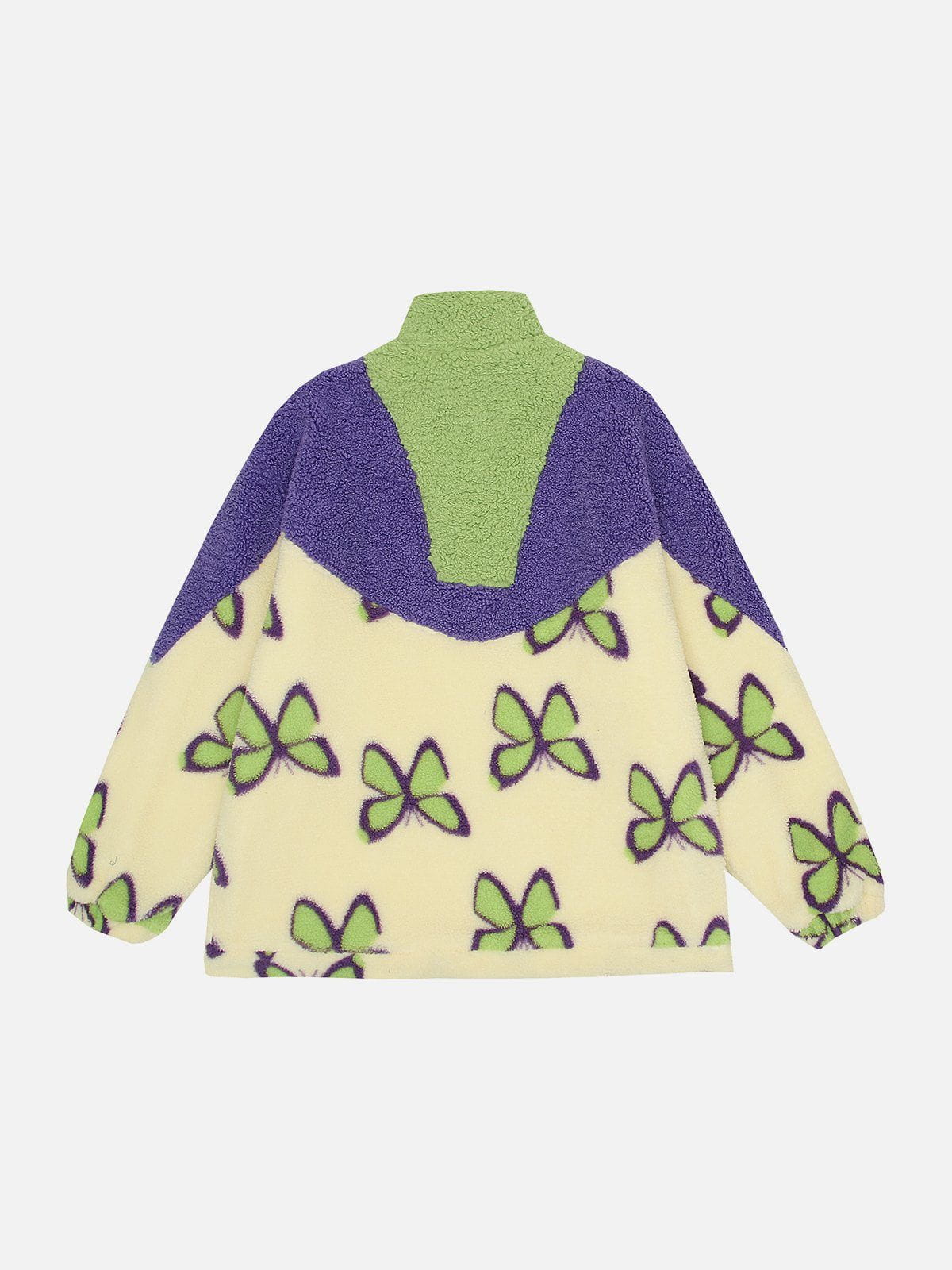 Eprezzy® - Paneled Butterfly Sherpa Jacket Streetwear Fashion - eprezzy.com