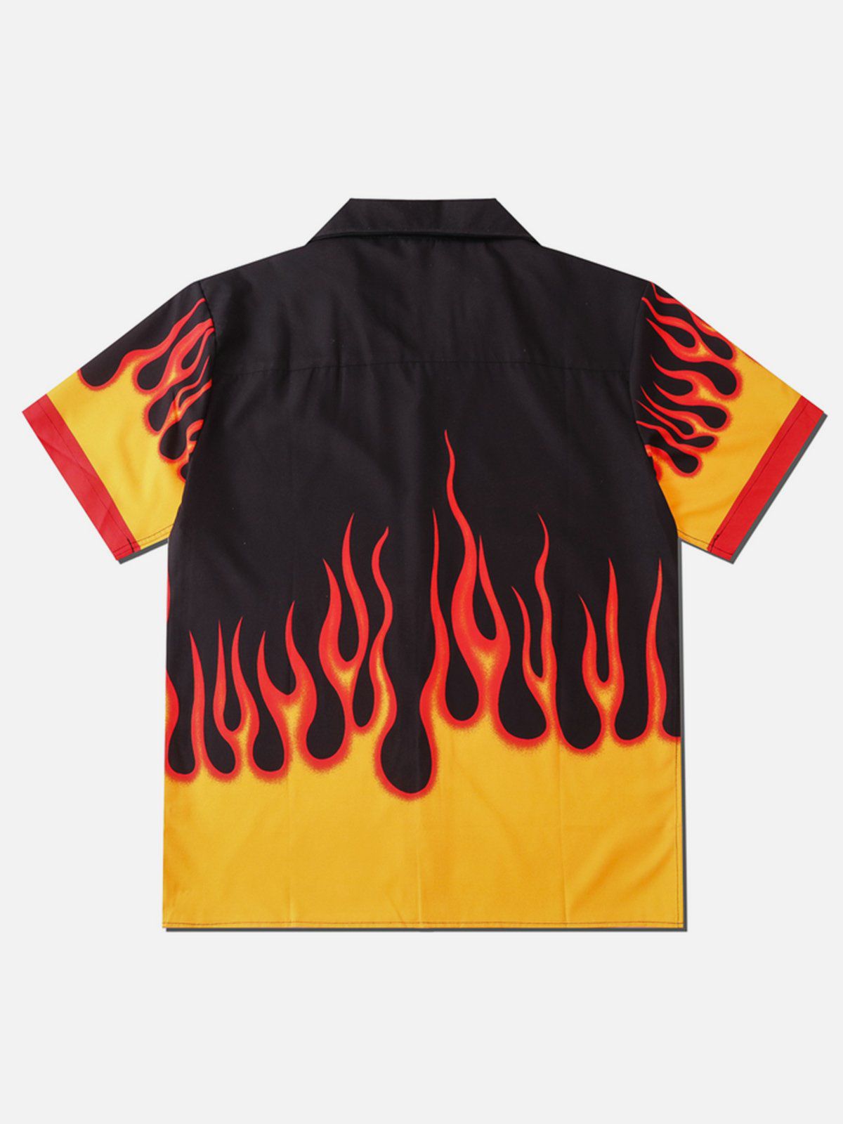 Eprezzy® - Patchwork Flame Print Short Sleeve Shirt Streetwear Fashion - eprezzy.com