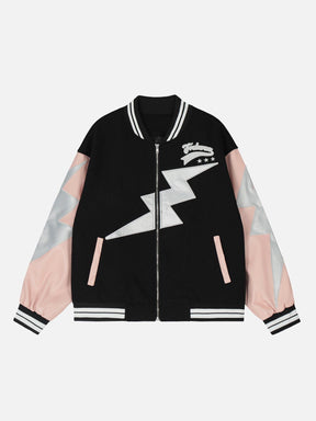 Eprezzy® - Patchwork Lightning Varsity Jacket Streetwear Fashion - eprezzy.com