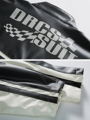 Eprezzy® - Patchwork PU Motorcycle Jacket Streetwear Fashion - eprezzy.com