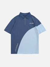 Eprezzy® - Patchwork Polo Collar Tee Streetwear Fashion - eprezzy.com