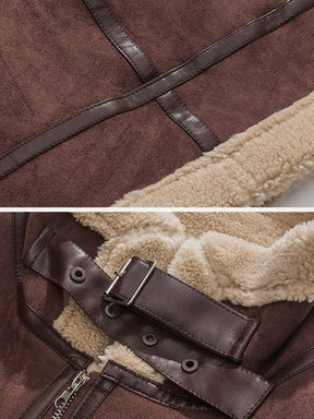 Eprezzy® - Patchwork Suede Sherpa Winter Coat Streetwear Fashion - eprezzy.com