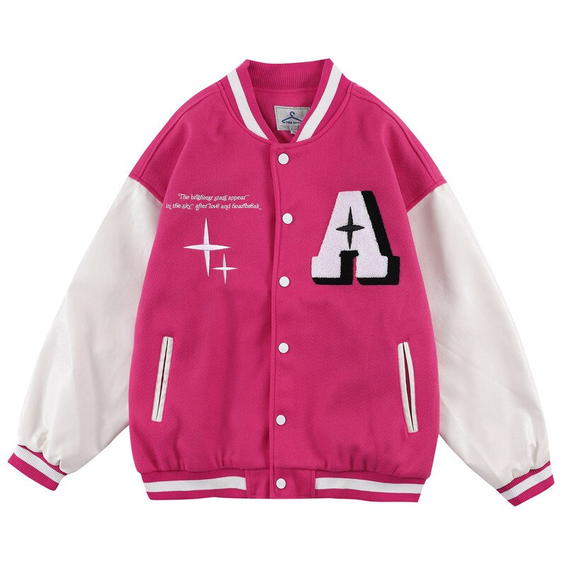 Eprezzy® - Pink Heart Varsity Jacket Streetwear Fashion - eprezzy.com