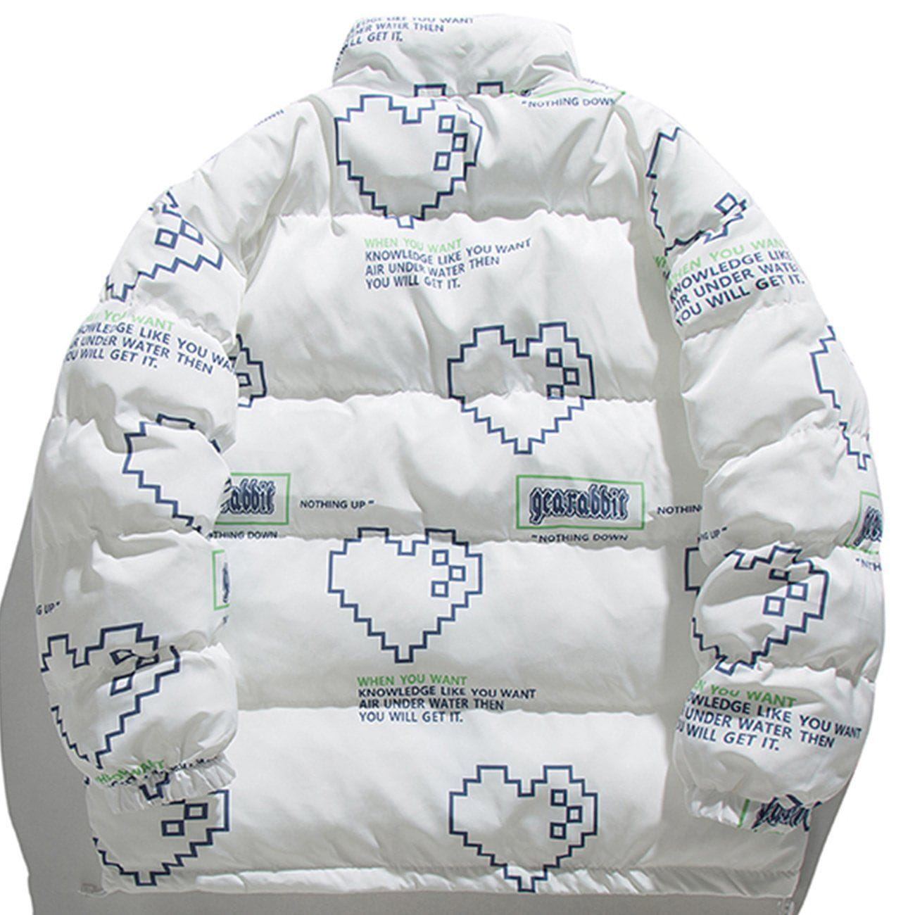 Eprezzy® - Pixel Heart Letter Print Winter Coat Streetwear Fashion - eprezzy.com