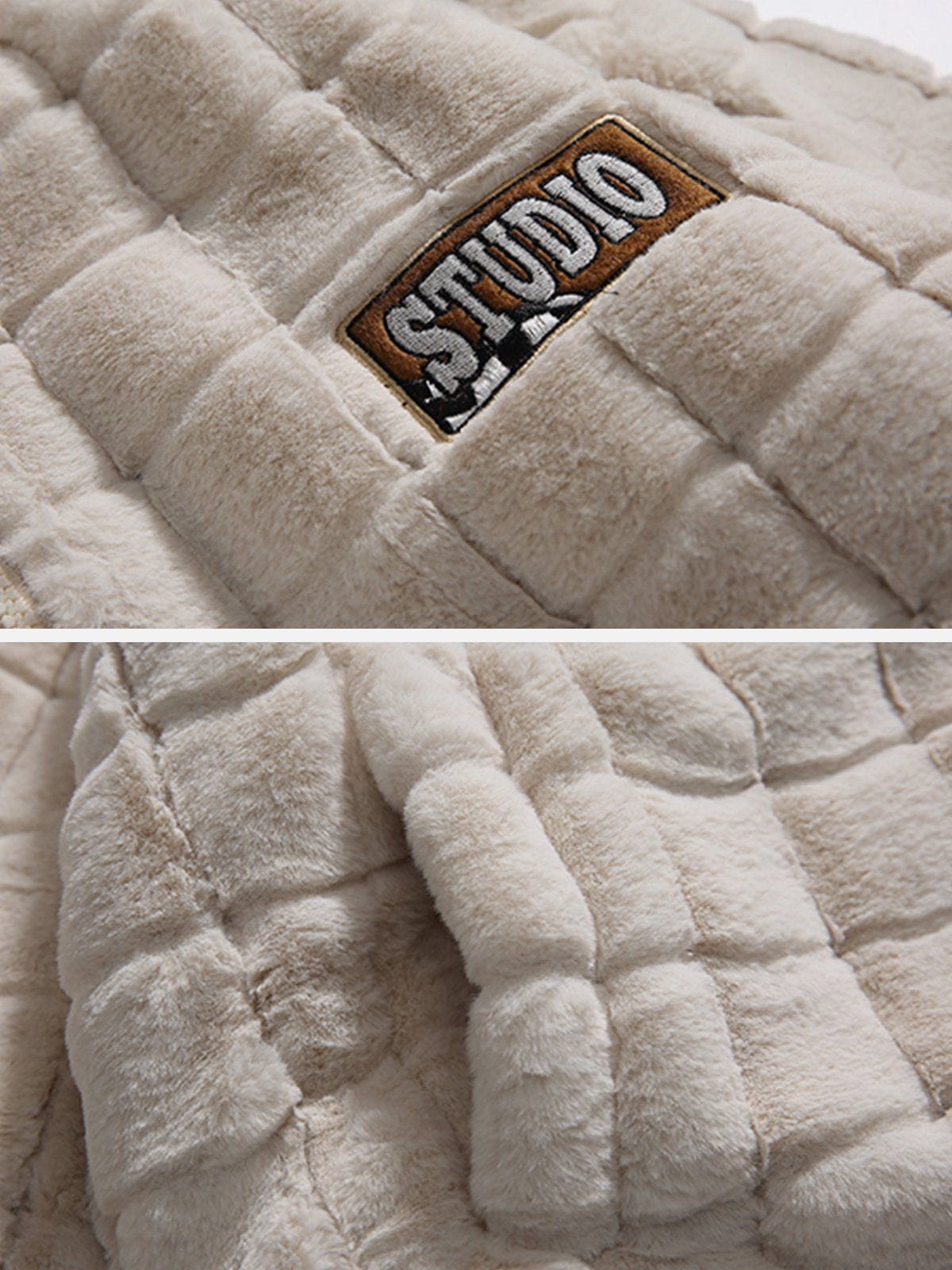 Eprezzy® - Plaid Embroidery Sherpa Winter Coat Streetwear Fashion - eprezzy.com