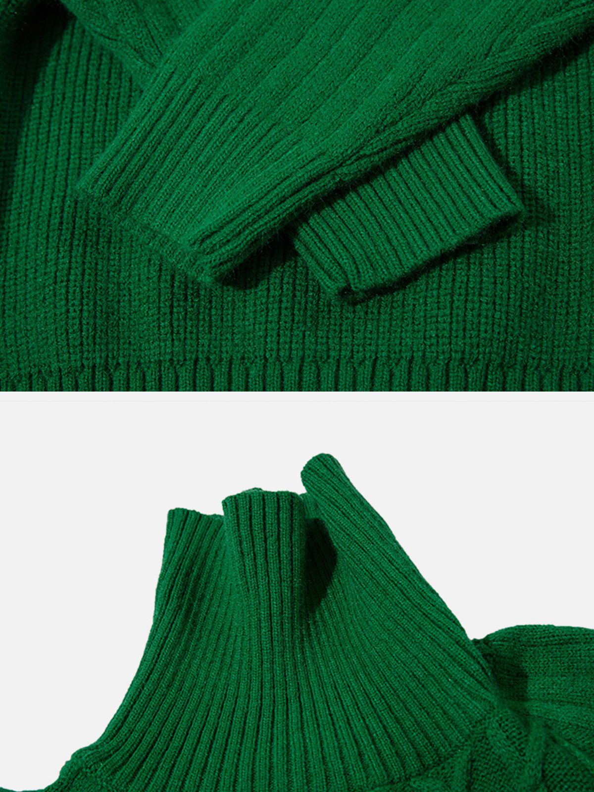 Eprezzy® - Plain Braided Turtleneck Sweater Streetwear Fashion - eprezzy.com
